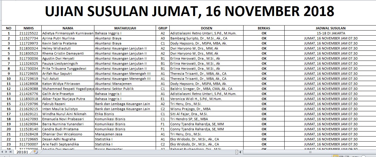 Jadwal Ujian Susulan UTS Sem Ganjil 2018