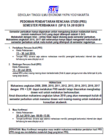 Semester Perbaikan 2 TA 2018/2019