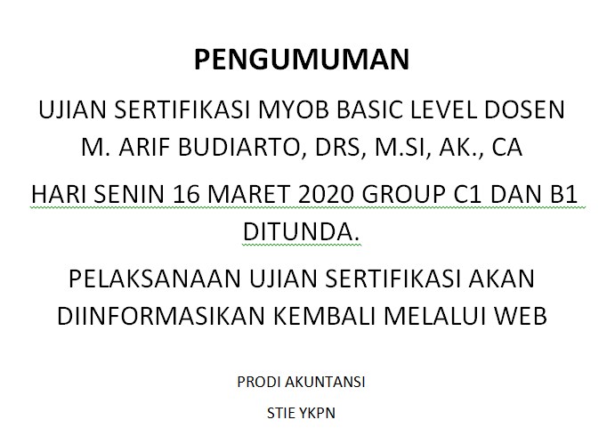 Ujian Sertifikasi MYOB 