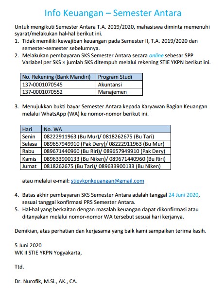 Informasi Keuangan Semester Antara