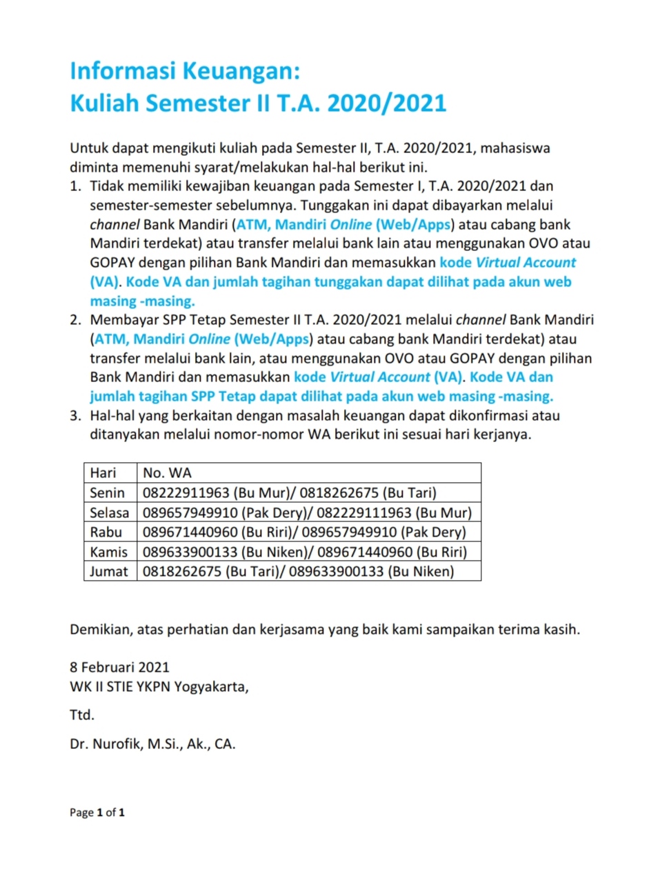 Informasi Keuangan Sem 2 TA 2020/2021