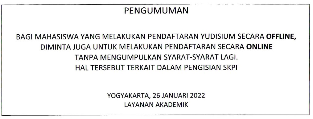 Pengumuman Pendaftaran Yudisium