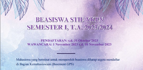 Beasiswa STIE YKPN Sem I TA 2023/2024