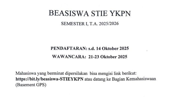 Beasiswa STIE YKPN