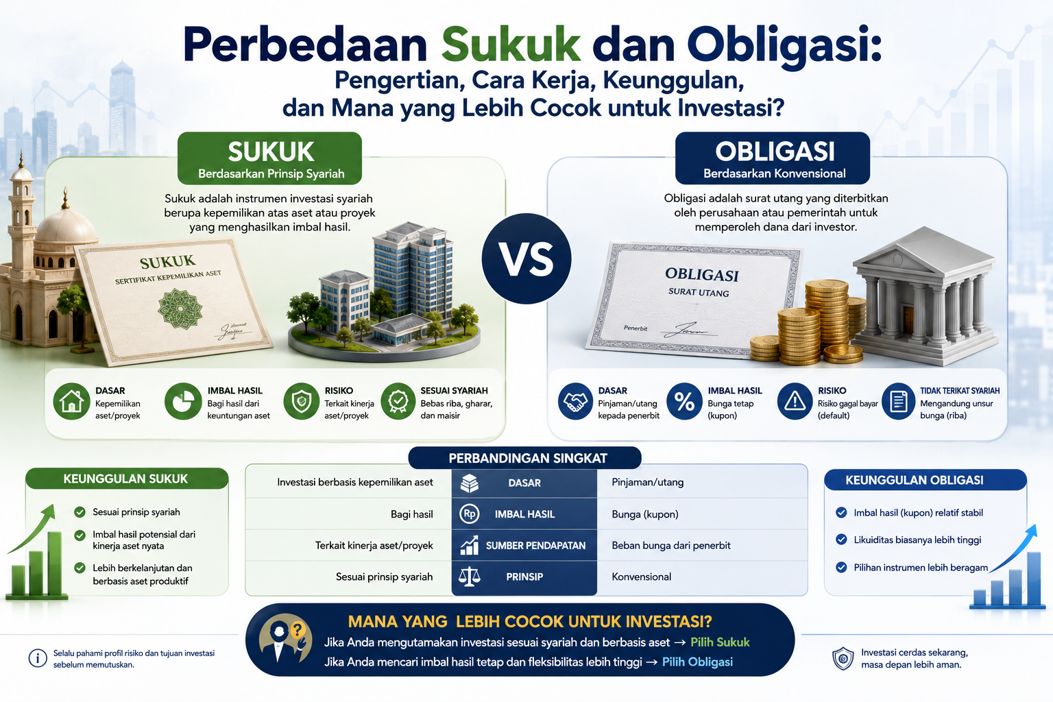 Perbedaan Sukuk dan Obligasi: Pengertian, Cara Kerja, Keunggulan, dan Mana yang Lebih Cocok untuk Investasi?
