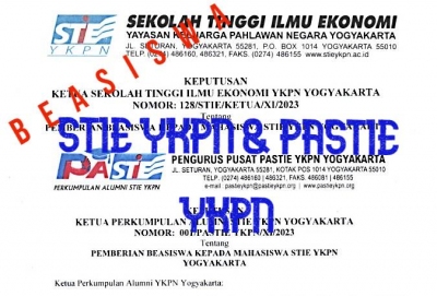 Kep Penerima Beasiswa STIE YKPN dan PASTIE YKPN 2024