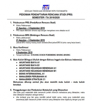 Pedoman Pengambilan KRS Semester Reguler (Ganjil) 2018/2019