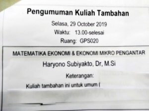 Kuliah Tambahan - Matematika Ekonomi & Ekonomi Mikro Pengantar