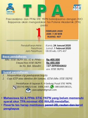 Tes Potensi Akademik (TPA) PAsCASARJANA dan PPAk