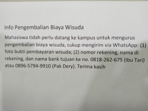 Info Pengembalian Biaya Wisuda 04 April 2020