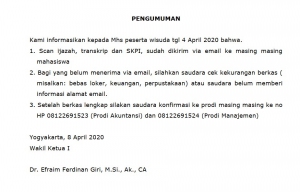 Pengumuman - Pengiriman Digital Ijazah dan Transkrip