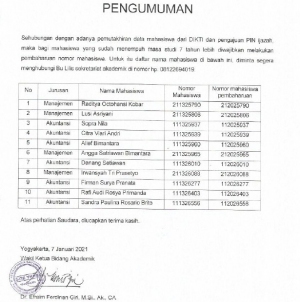 Informasi Sehubungan Dengan Pemutakhiran Data Mahasiswa Dari DIKTI