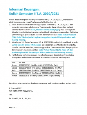 Informasi Keuangan Sem 2 TA 2020/2021