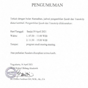 Pelaksanaan Pengambilan Ijazah dan Transkrip