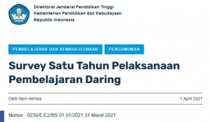 Survey Satu Tahun Pelaksanaan Pembelajaran Daring 