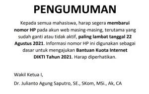 Bantuan Kuota Internet DIKTI Tahun 2021