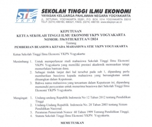 SK Penerima Beasiswa ALumni (PASTIE) dan STIE YKPN