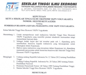 PEMBERIAN BEASISWA KEPADA MAHASISWA STIE YKPN YOGYAKARTA